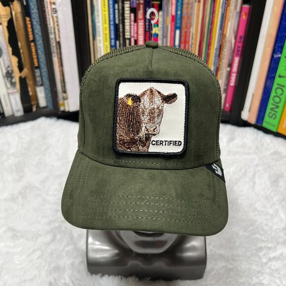 GOORIN BROS CERTIFIED THE SUEDE COW HAT / TRUCKER HAT MOSS GREEN - Picture 1 of 5